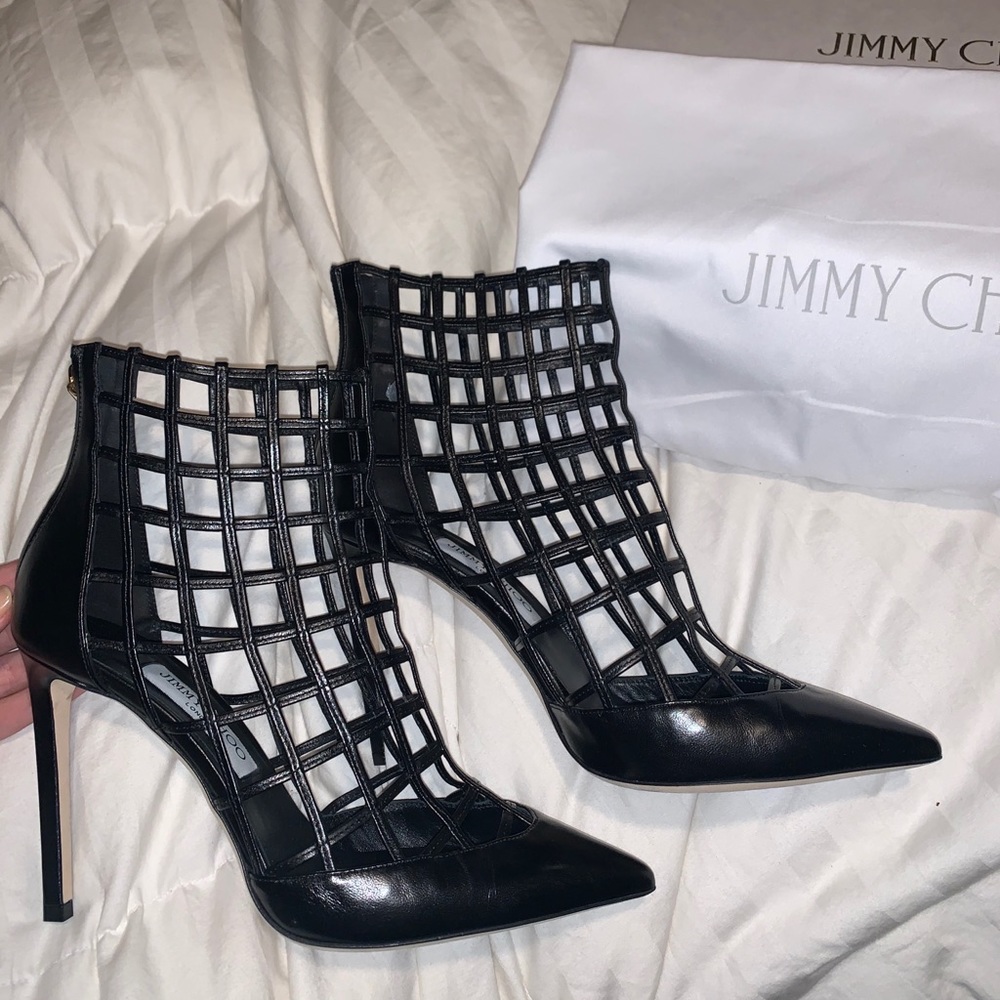 Jimmy Choo Sheldon 100 caged heel black